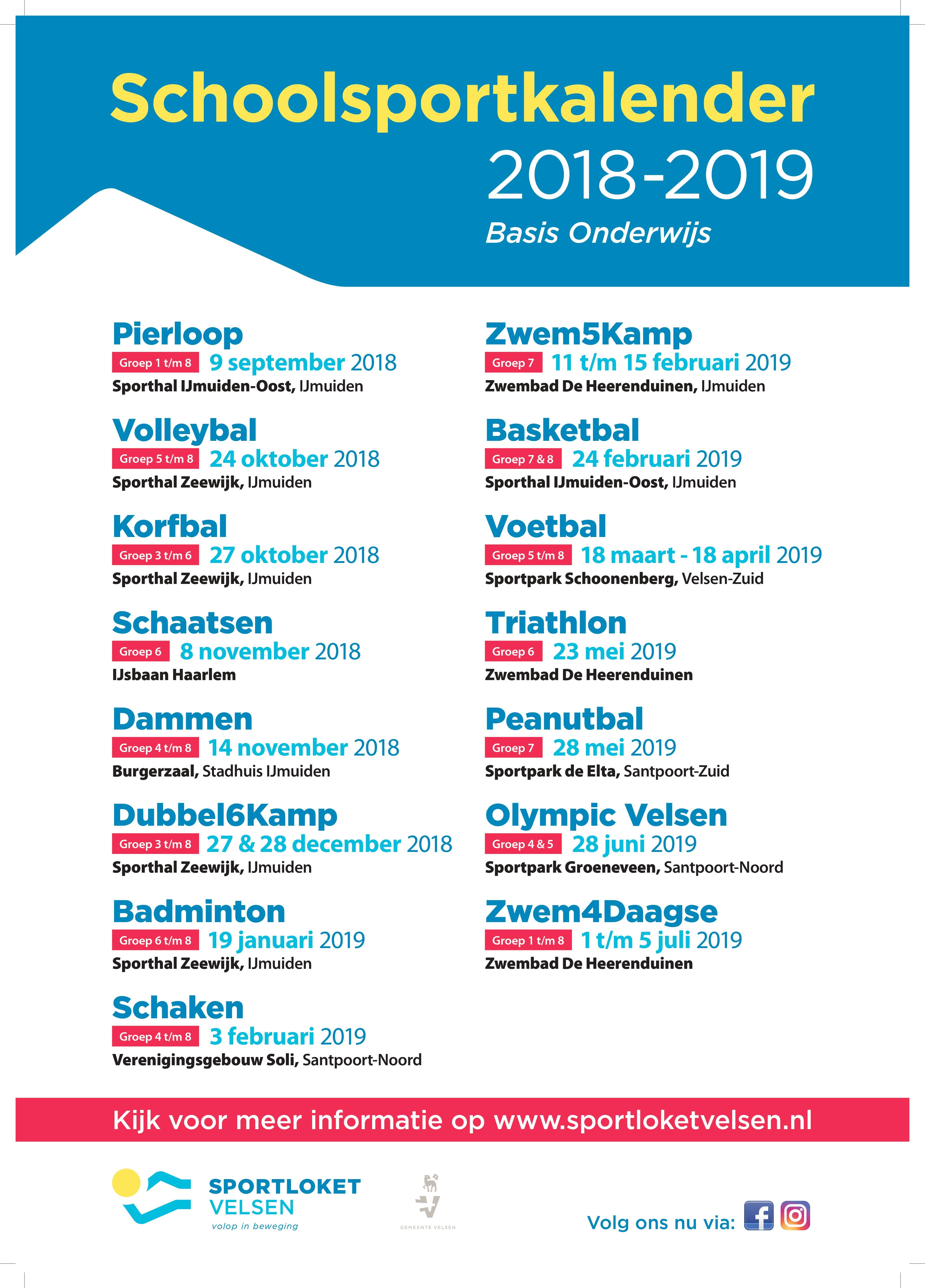Schoolsportkalender 2018-2019